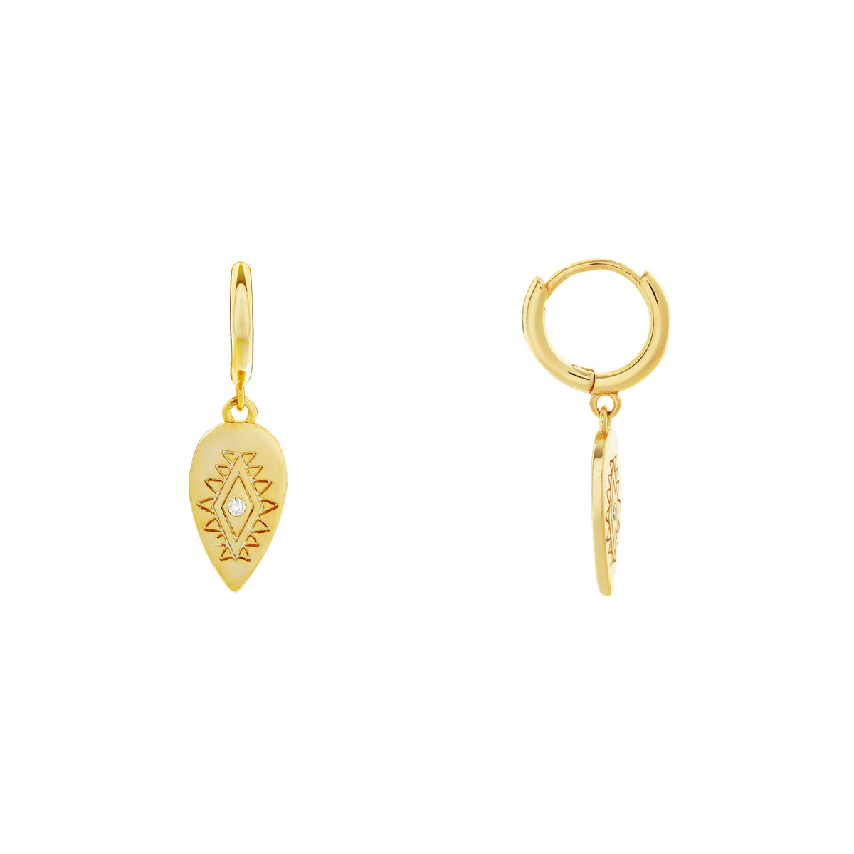 Argollas Rosina - Oro / 12 MM Y COLGANTE 15 MM