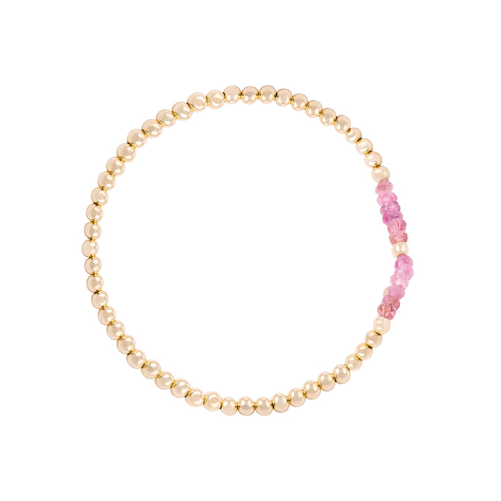 Pulsera Gold Filled con Turmalina rosa